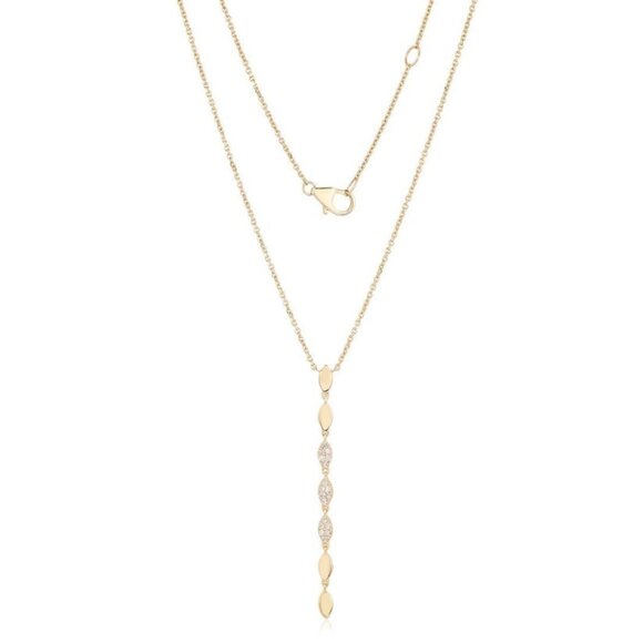 Pure Elegance Diamond 14K (or 18k upon request) Yellow Gold Lariat Necklace